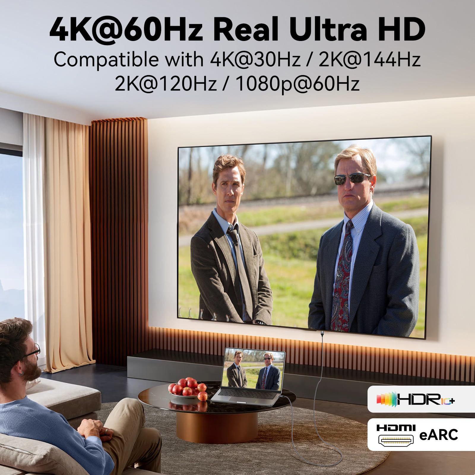 OHBUYAGN USB C to HDMI Cable 4K@60Hz Type C to HDMI Cable Thunderbolt 3/4 to HDMI Cord HDR HDCP 2.2 Compatible for iPhone 15 Series, MacBook, iMac, iPad Pro, Galaxy, Surface, Dell, HP