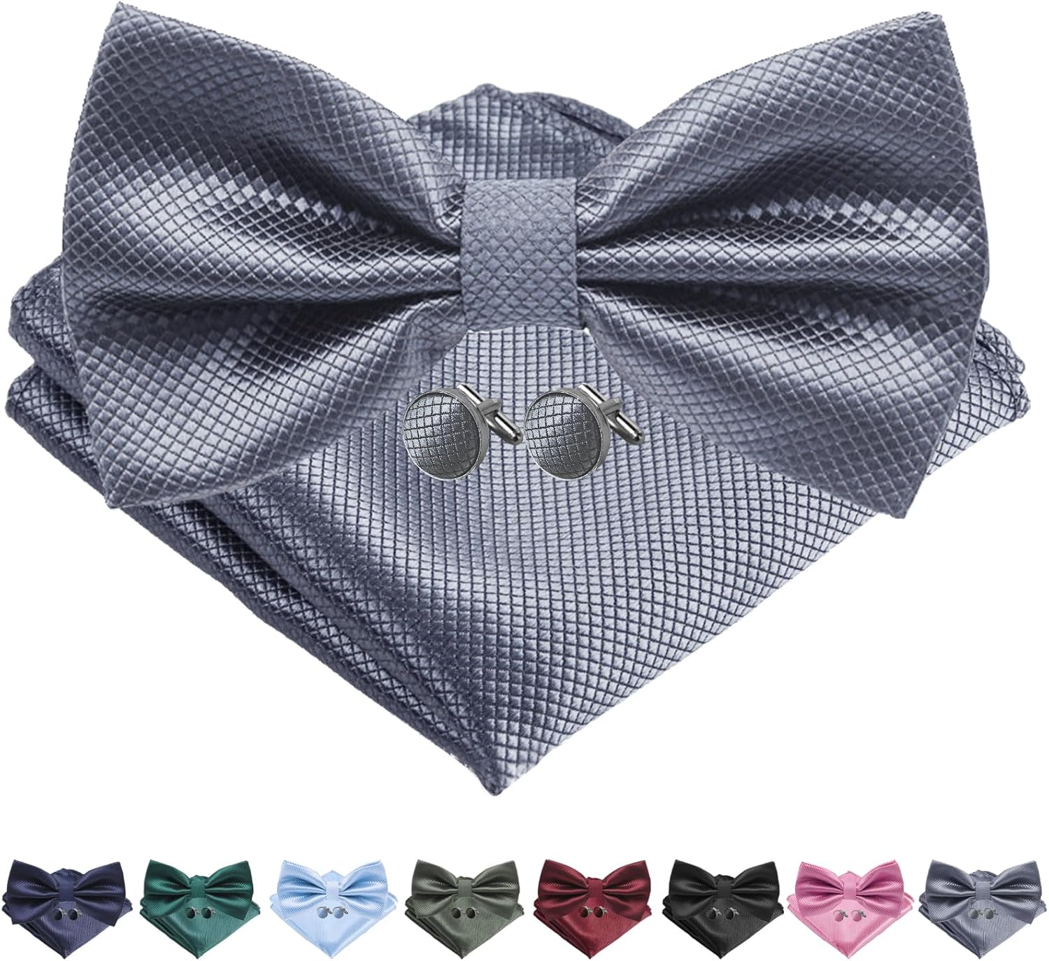 Set Papillon E Fazzoletto Da Taschino Coordinato Da Uomo - Blue - Foto 9