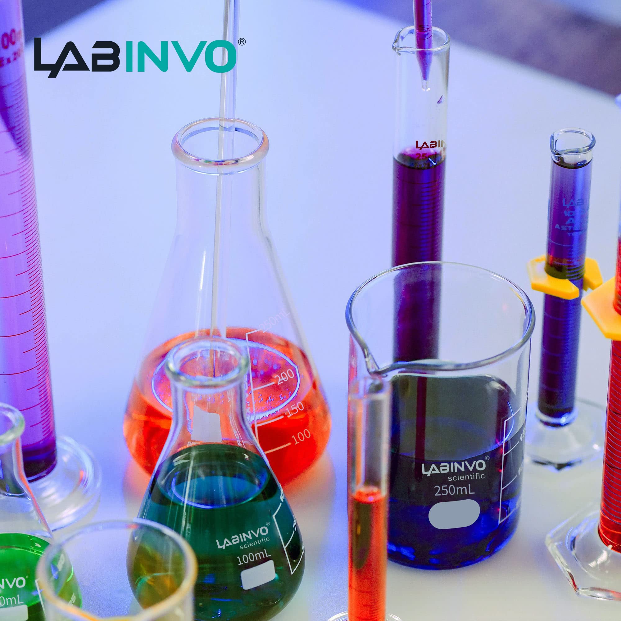 Bocca stretta graduata vetro Erlenmeyer Flask, con marcatura punto, 3pcs di Vol.1000ml, 3.3 vetro borosilicato, IN-EFN1000