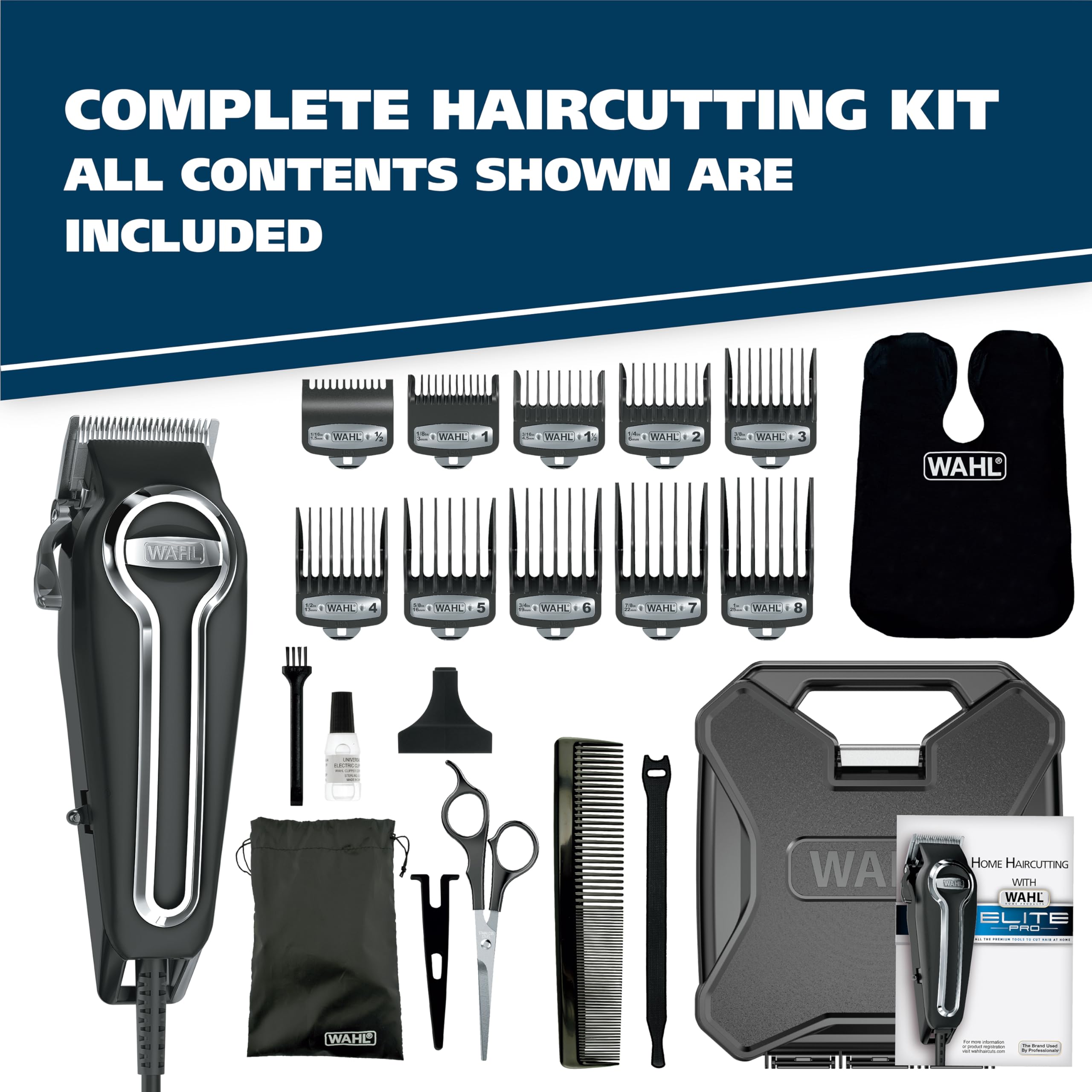 Wahl Elite Pro Corded Home Haircut & Grooming Kit, 20-Piece Set
