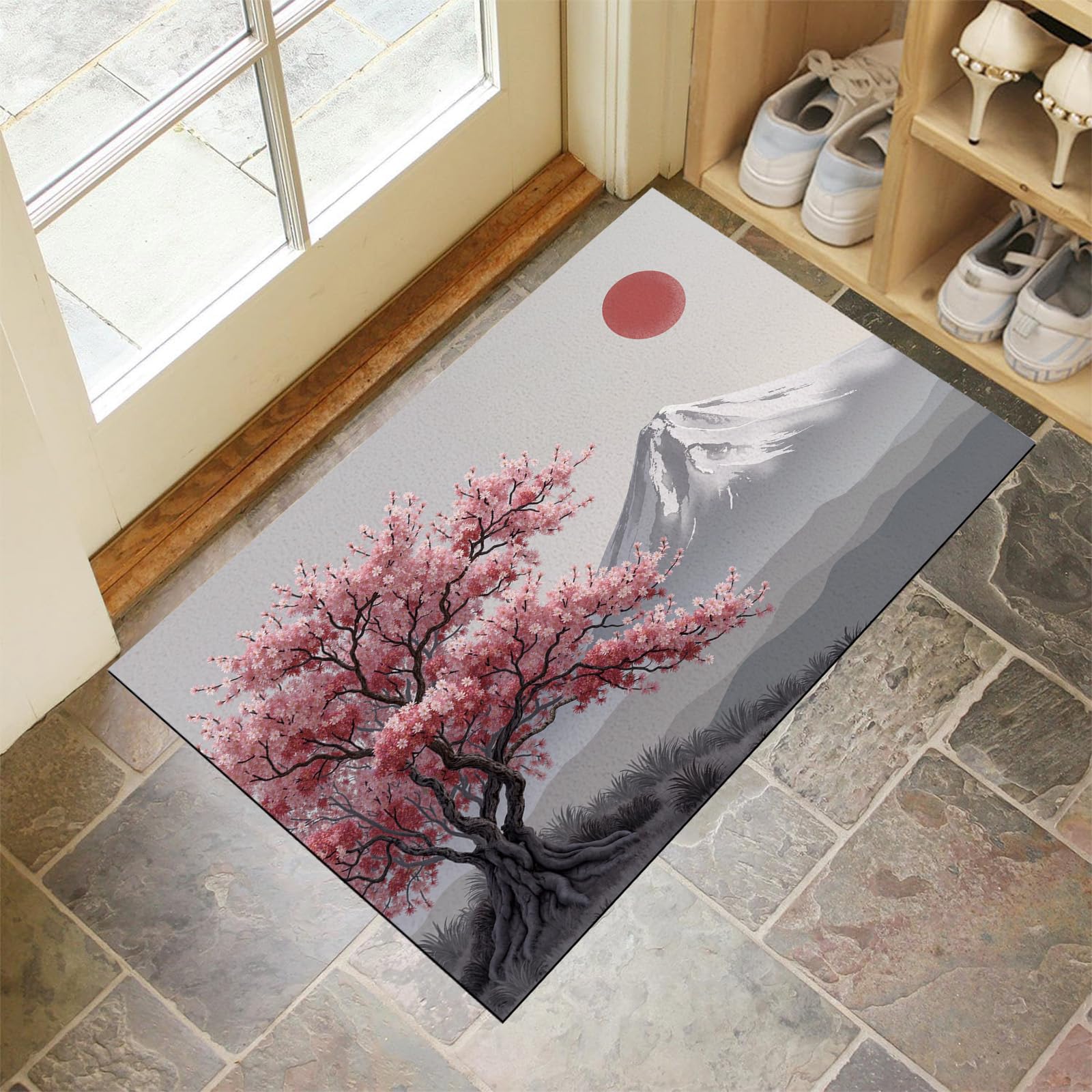 Felpudo entrada rosa con alfombra entrada 60x90 lavable