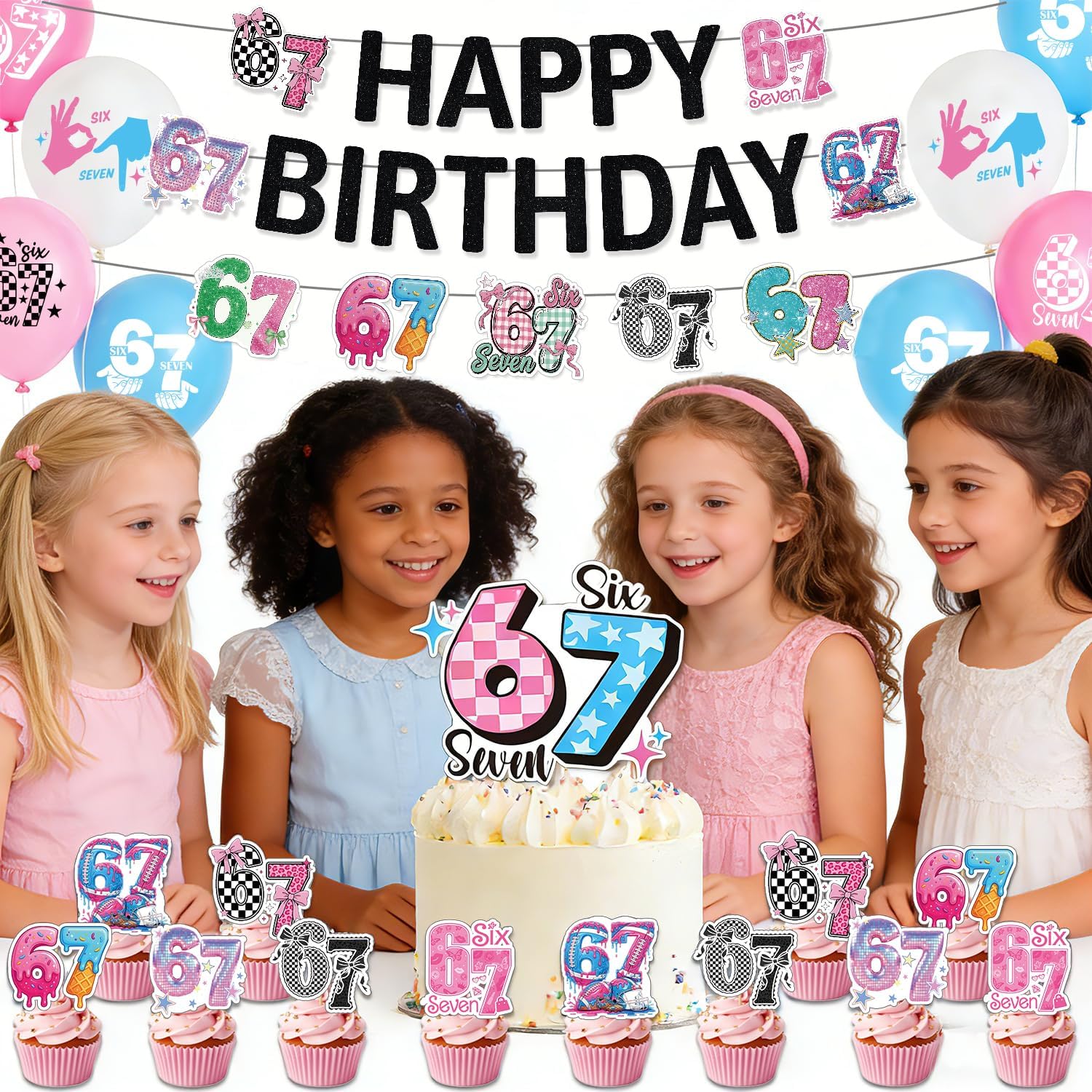 67 Meme Themed Birthday Banner, Colorful Number Decorations (Set) image 4