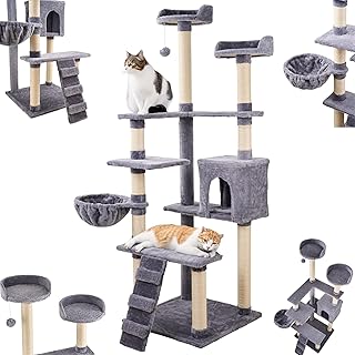 Ecosa® XXL Katzen Kratzbaum groß 170cm Katzenbaum Kletterturm Kletterbaum für Grosse Katzen stabil mit Mehreren Plattformen Katzenhöhle Hängematte Aktivitätskratzbäum mehrstöckiger Katzenkratzbaum product image