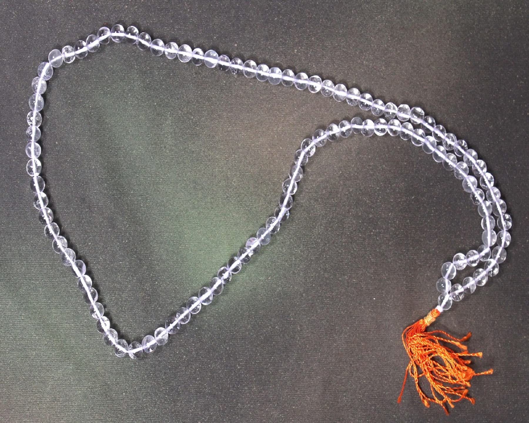 Collier De Perles De Prière Ancien En Quartz Cristal De L'Himalaya - 22 Pouces - Marque East Oasis, Origine Tibet/Thaïlande
