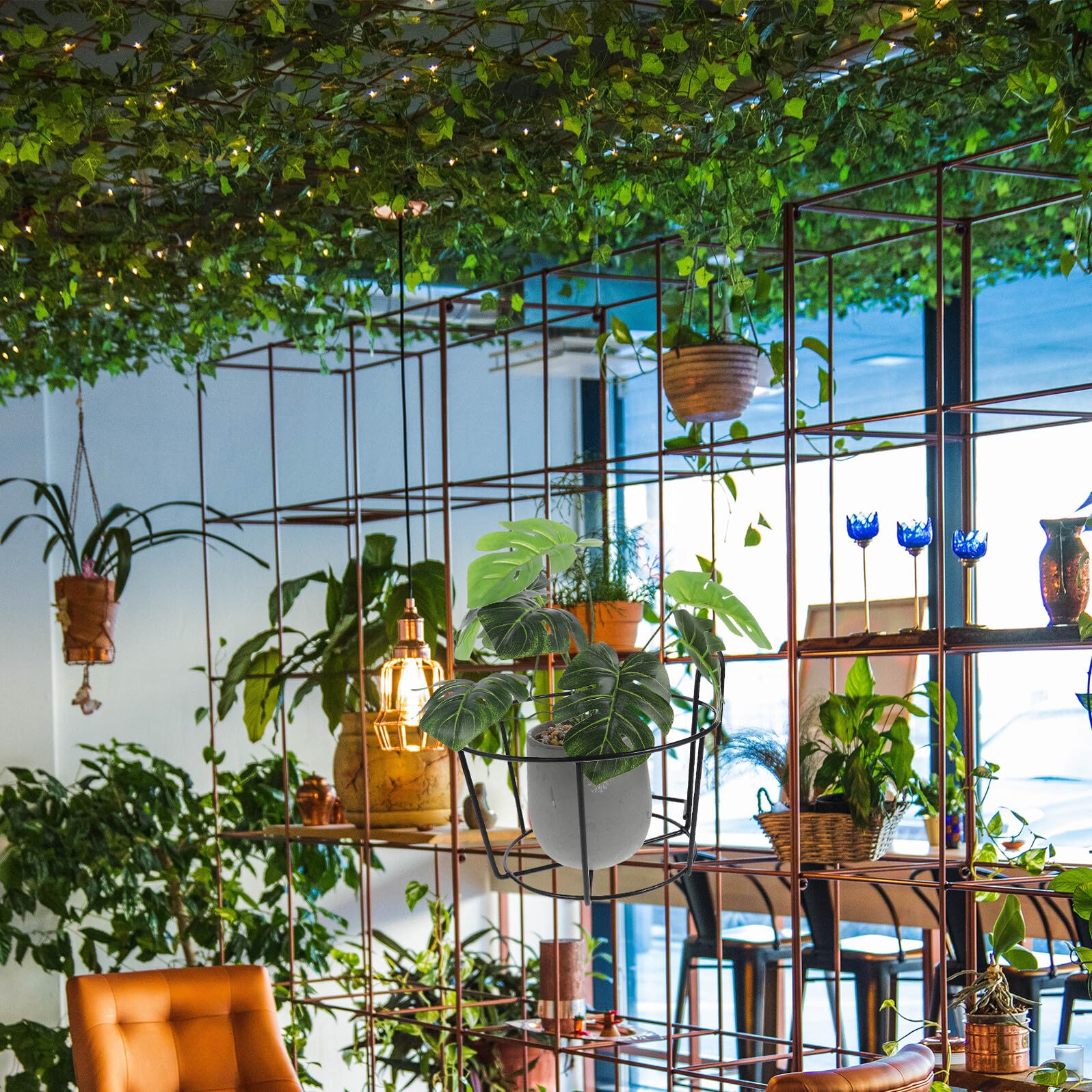 Duży Wiszący Kosz Bonsai Uchwyt Na Doniczkę Uchwyt Na Doniczkę Z Żelaza Poręcz Ścienny Stojak Na Doniczkę Czarny