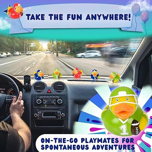 Miniatura 6 de Forest & Twelfth Patos de goma con temática deportiva, multicolor, goma, pequeños, unisex, 2 pulgadas (hockey, béisbol, fútbol, baloncesto, fútbol),