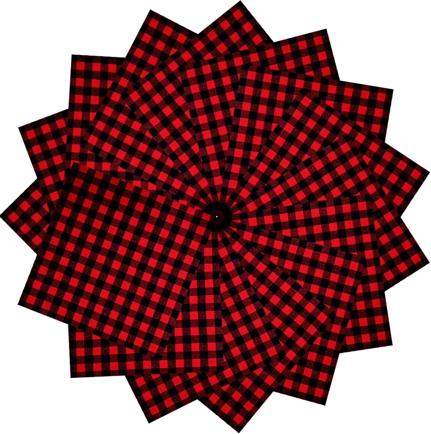 Windbom 15 Pack 12 x 12 Inch Buffalo Plaid Heat Transfer Vinyl Fabric Sheets Red and Black Plaid Heat Transfer Sheets Adhesive Thermal Transfer for Cloth Craft