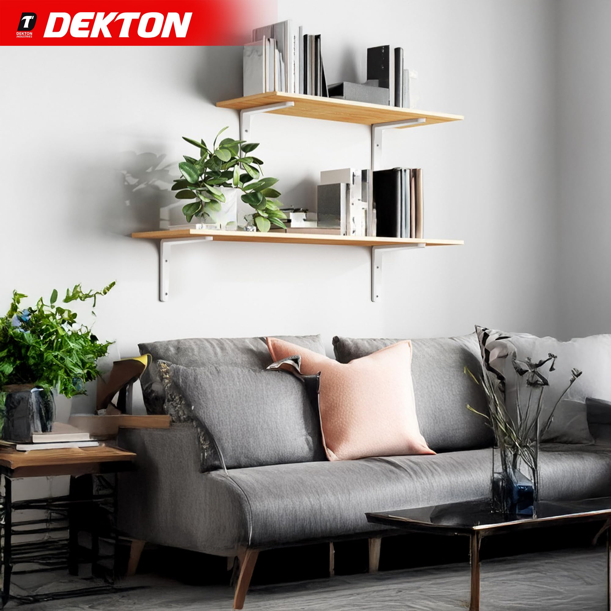 Dekton Mitred Shelf Bracket, Powder Coated, Size: 10"x10"-Heavy Duty Shelf Brackets, Silver - Image 4
