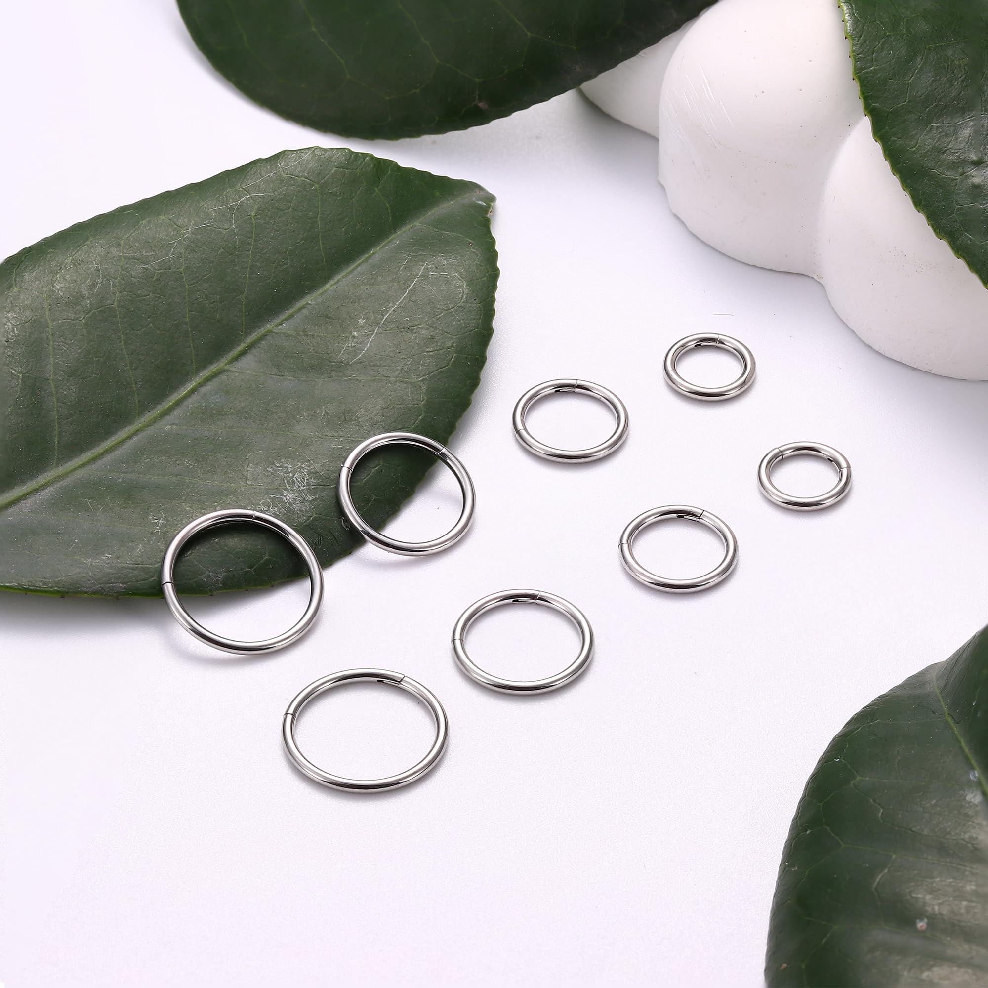 Diamday 8pcs Clicker Piercing Nariz 16G/18G 316L Acero Quirúrgico 6mm 8mm 10mm 12mm
