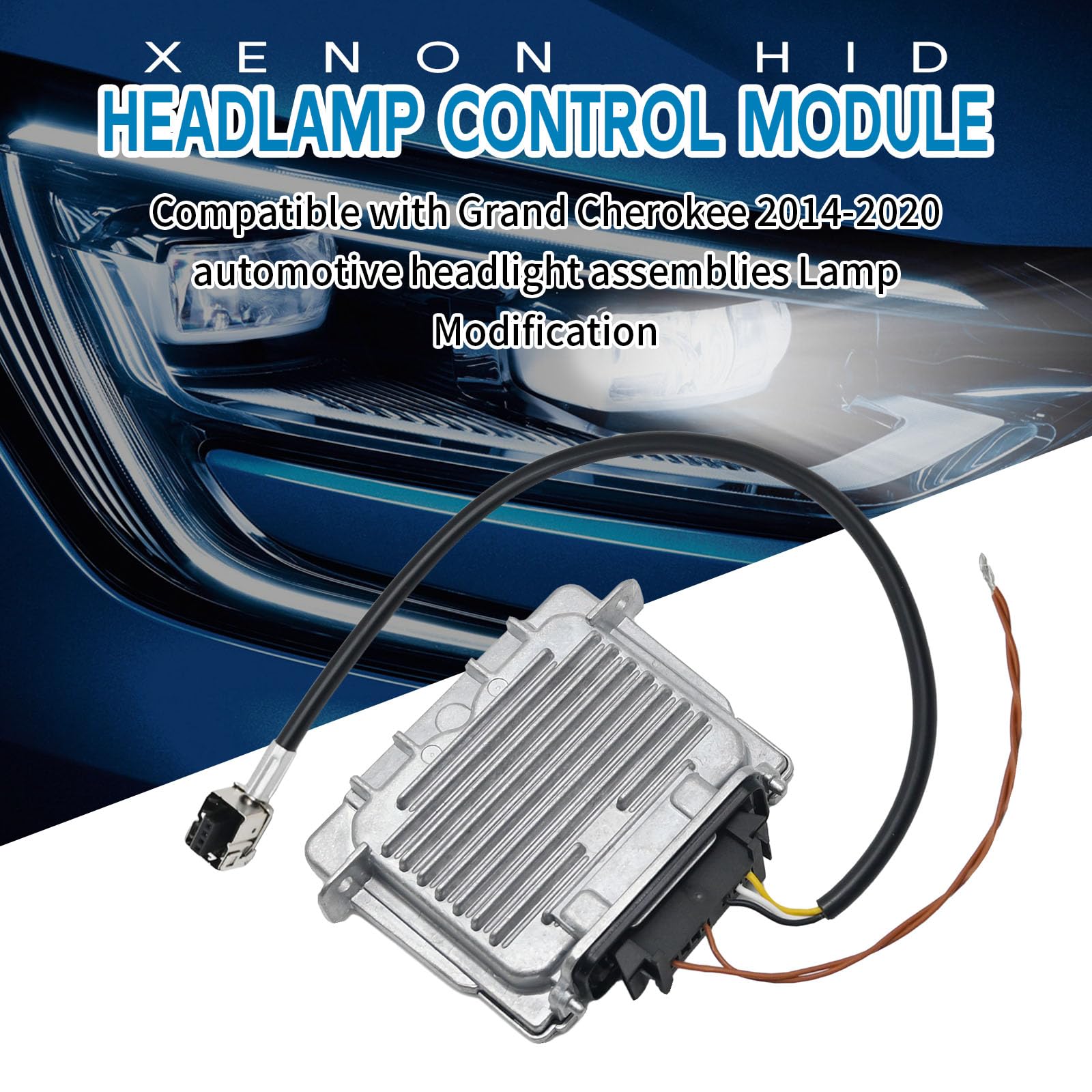 VIKKSAER HID Xenon 89089352 Headlight Control Module, Replacement for Grand Cherokee 2014?2020 Automotive Headlight Assemblies Lamp Modification 22840414, 31297941, 68222897AA