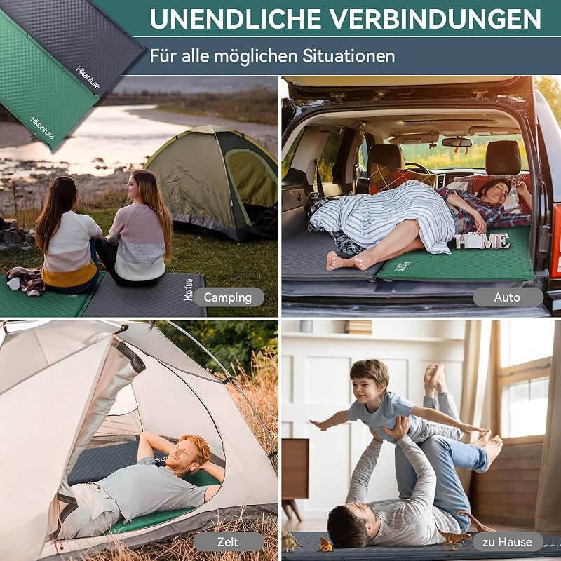 HIKENTURE Önfelfújó Kempingmatrac 5 cm Vastag, Túrázáshoz, Kültéri Alváshoz - Csúszásgátló PVC Habszivacs Matrac 150 kg Teherbírással, Sötét - Darkgray