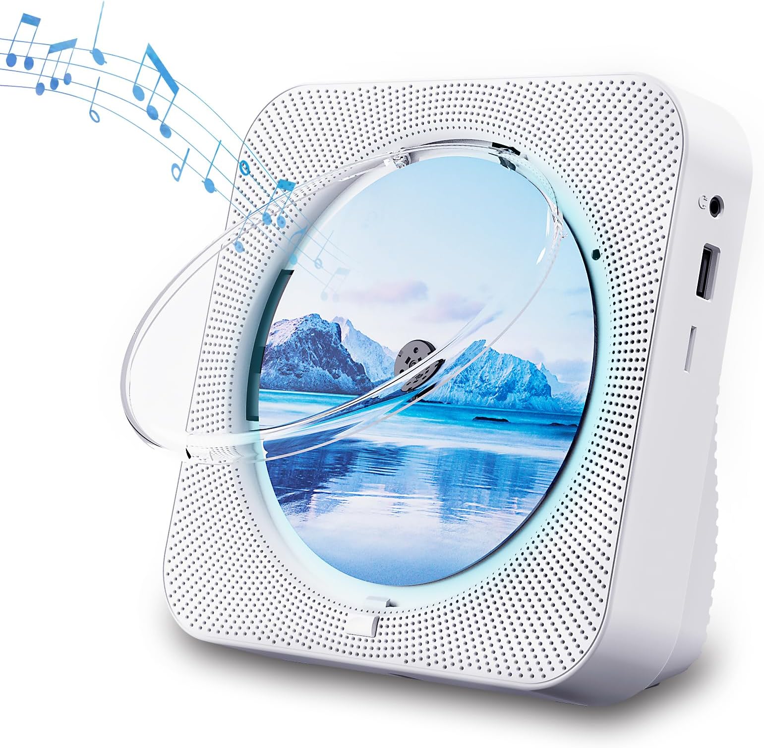 ZYOKATA CD Player Portable Bluetooth 5.1 Desktop CD Player with HiFi Sound Speakers,Remote Control,Dust Cover,LED Display,Boombox FM Radio,USB/AUX for Home,Kids (White)