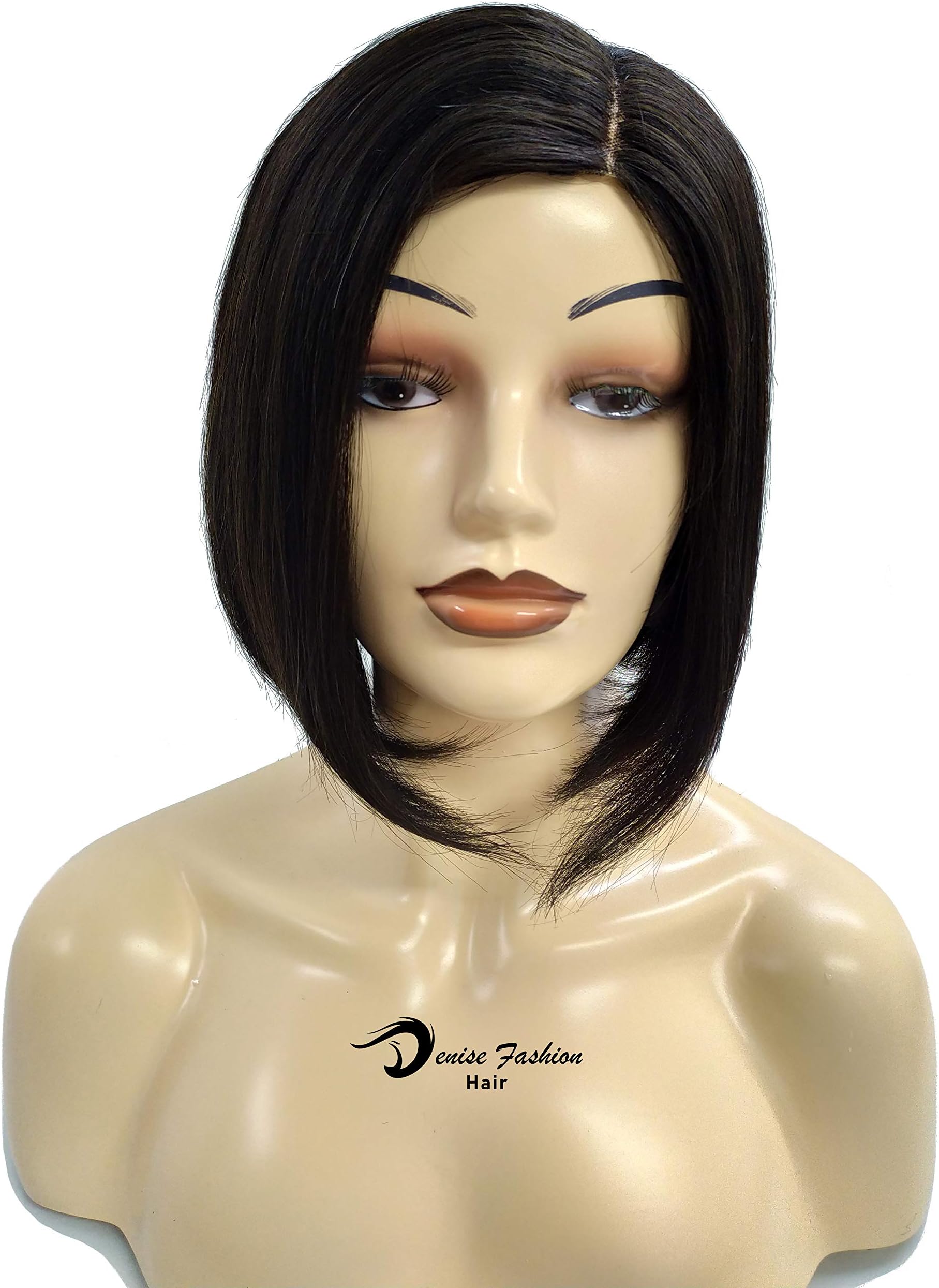 Denise Black Short Bob Human Hair Wigs Straight Natural Hairline | Brazilian Hair No-glue Wigs for Women