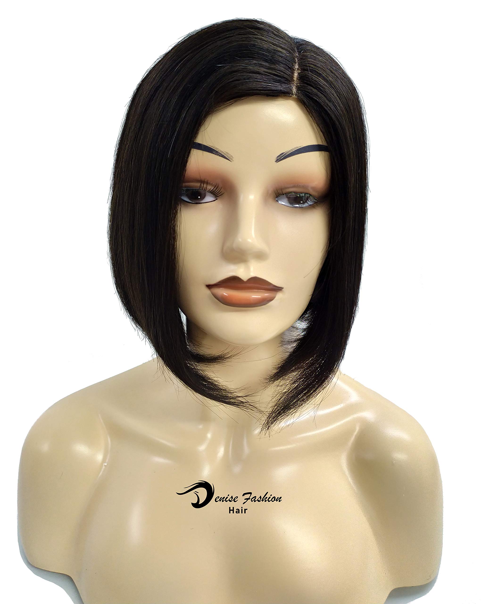 Denise Black Short Bob Human Hair Wigs Straight Natural Hairline | Brazilian Hair No-glue Wigs for Women