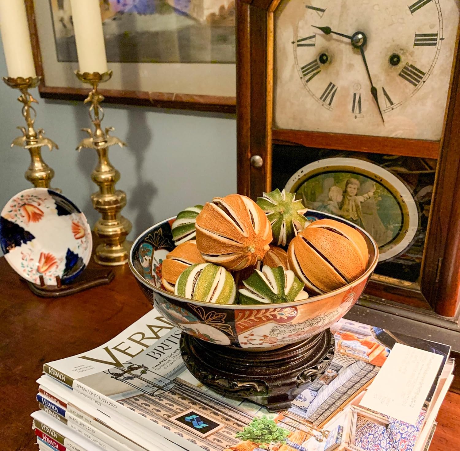 Set of 10 Primitive Whole Dried Lime and Orange Bowl Filler – Natural Farmhouse Décor, Rustic Craft Supplies for Garlands, Ornaments & Seasonal Displays