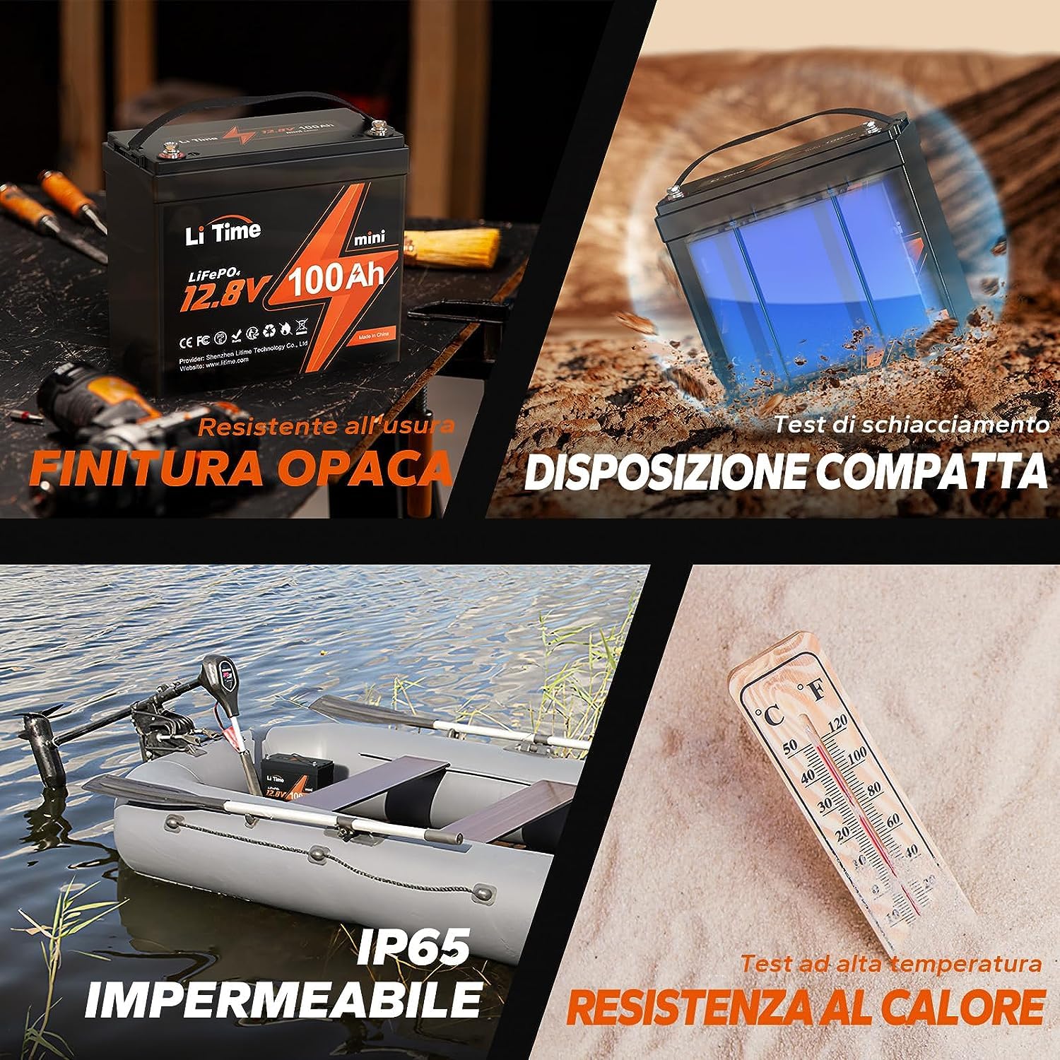 Batteria Litio 100Ah 12V KEPWORTH - Bluetooth, 100A BMS, Per Camper E Solar - Foto 3