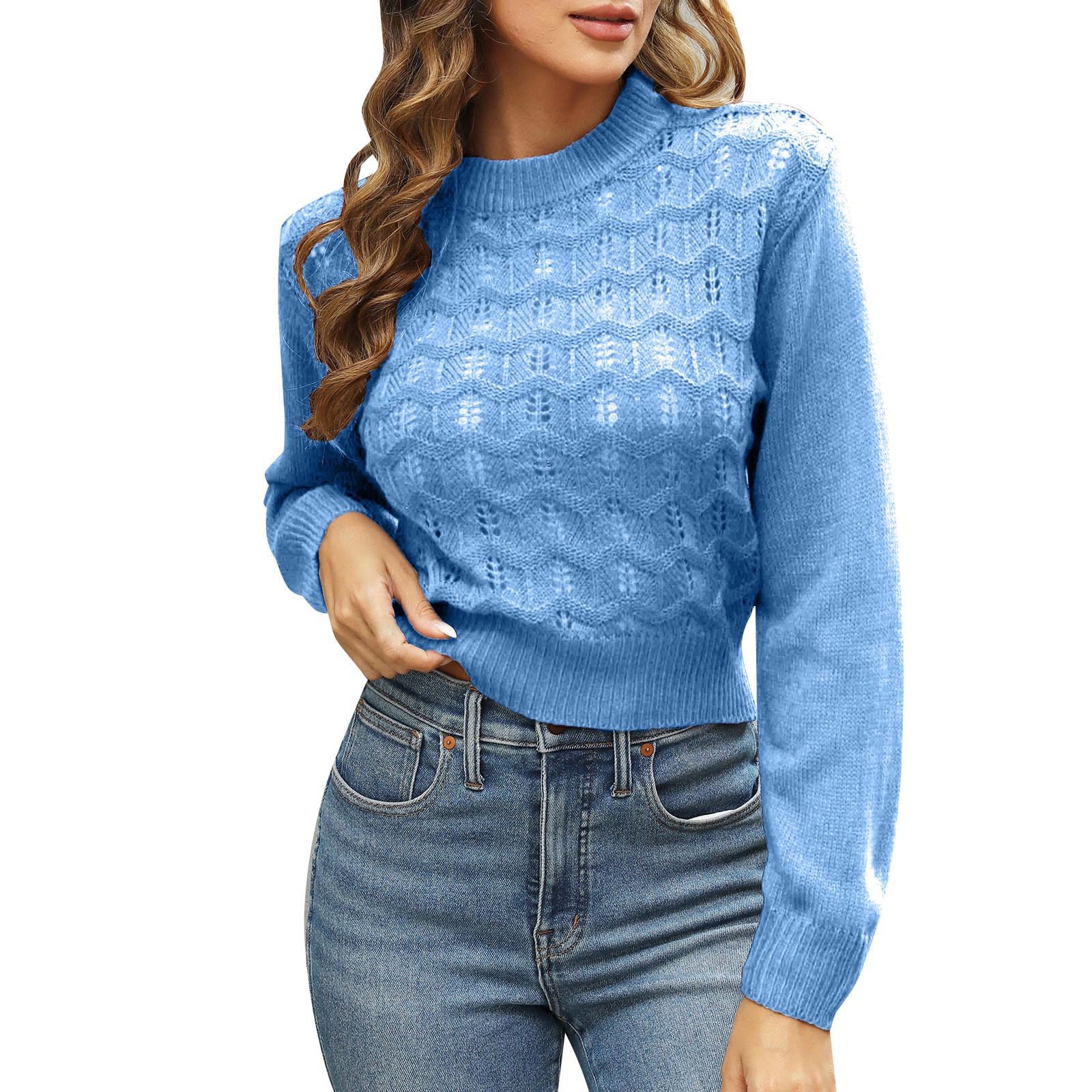 GenericChenille Jumpers Women Women's 2023 Fall Casual Crochet Sweater Long  Sleeve Sweaters Hollow Out Knit Pullover Jumper Turtle Neck Jumpers