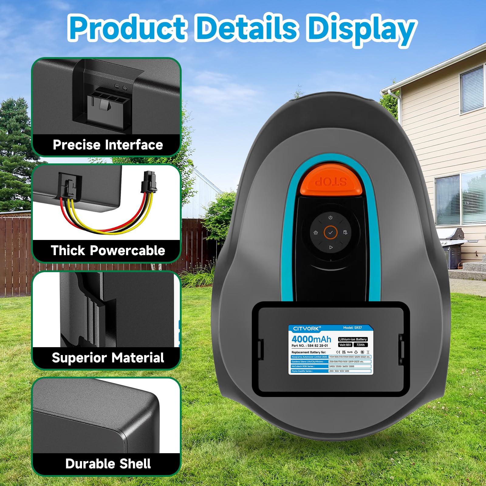 CITYORK Tosaerba Batteria per Gardena Sileno Smart City/Smart Life/Minimo: 250/500/750/1000/1250 (2019-2023), per Husqvarna Automower Limited Edition 2020: 115H 305 310 315 315X (anno 2020-2022)