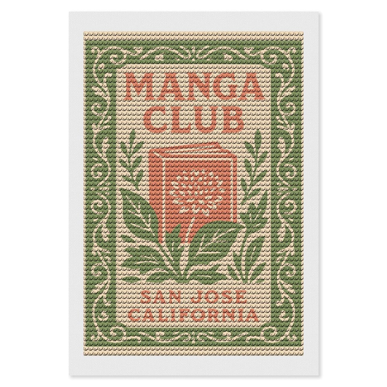 Junmoney Manga Club San Jose California Round Drill Diamond Painting 8"x12", Satisfying Creative Project, Complete Accessories, Printed Canvas