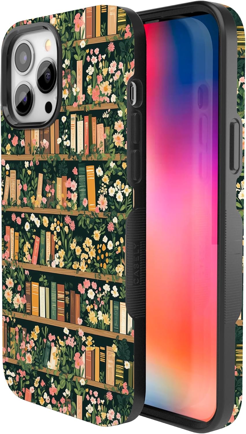 Casely iPhone 13 Pro Max Case | Book Nook | Floral Library | Bold Protective Design | Compatible with MagSafe