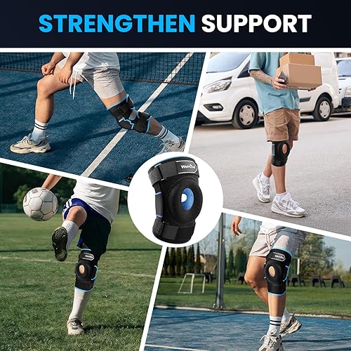 Miniatura 8 de Welnove Rodillera con bisagras para desgarro de menisco soporte para el dolor de rodilla con bisagras de metal, estabilidad para lesiones de LCA
