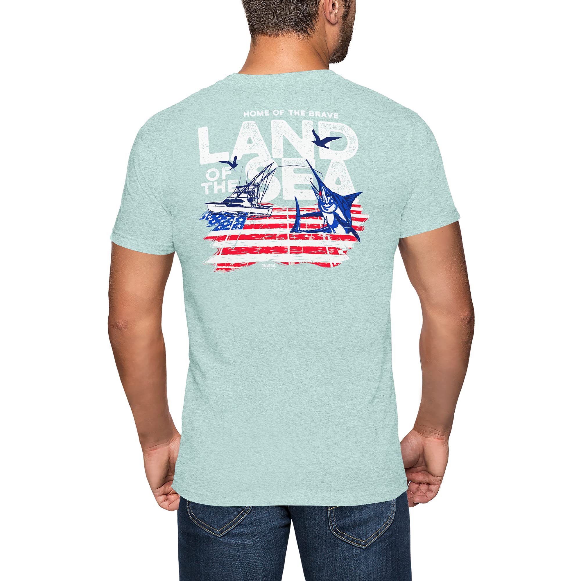 GIMMEDAT Deep Sea Fishing Mens Shirt Land of The Sea America Tshirt Gift