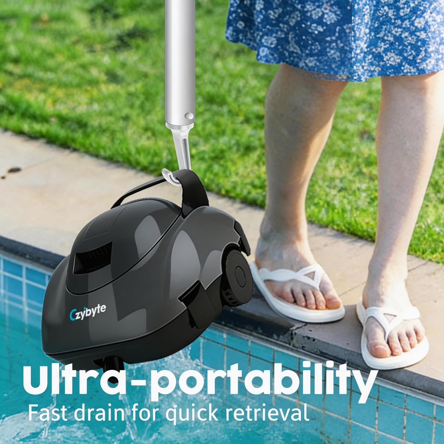 Robotic Pool Cleaner, Cordless Pool Vacuum with Powerful Suction,120-Min Runtime,Self-Parking, Pool Vacuum for Above-Ground & Flat Pools to 860 sq.ft,Grey