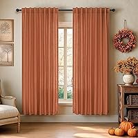 Vista 35 de Cortinas blancas estilo casa de campo de 108 pulgadas de largo para la sala de estar; juego de 2 paneles con pestaña trasera, bolsillo para barra