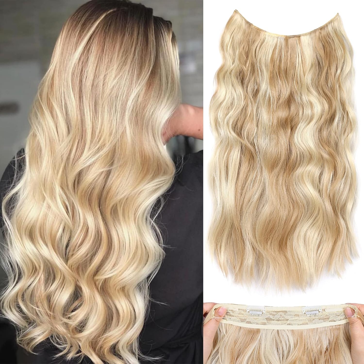 Invisible Wire Hair Extensions with Adjustable Transparent Wire, 20