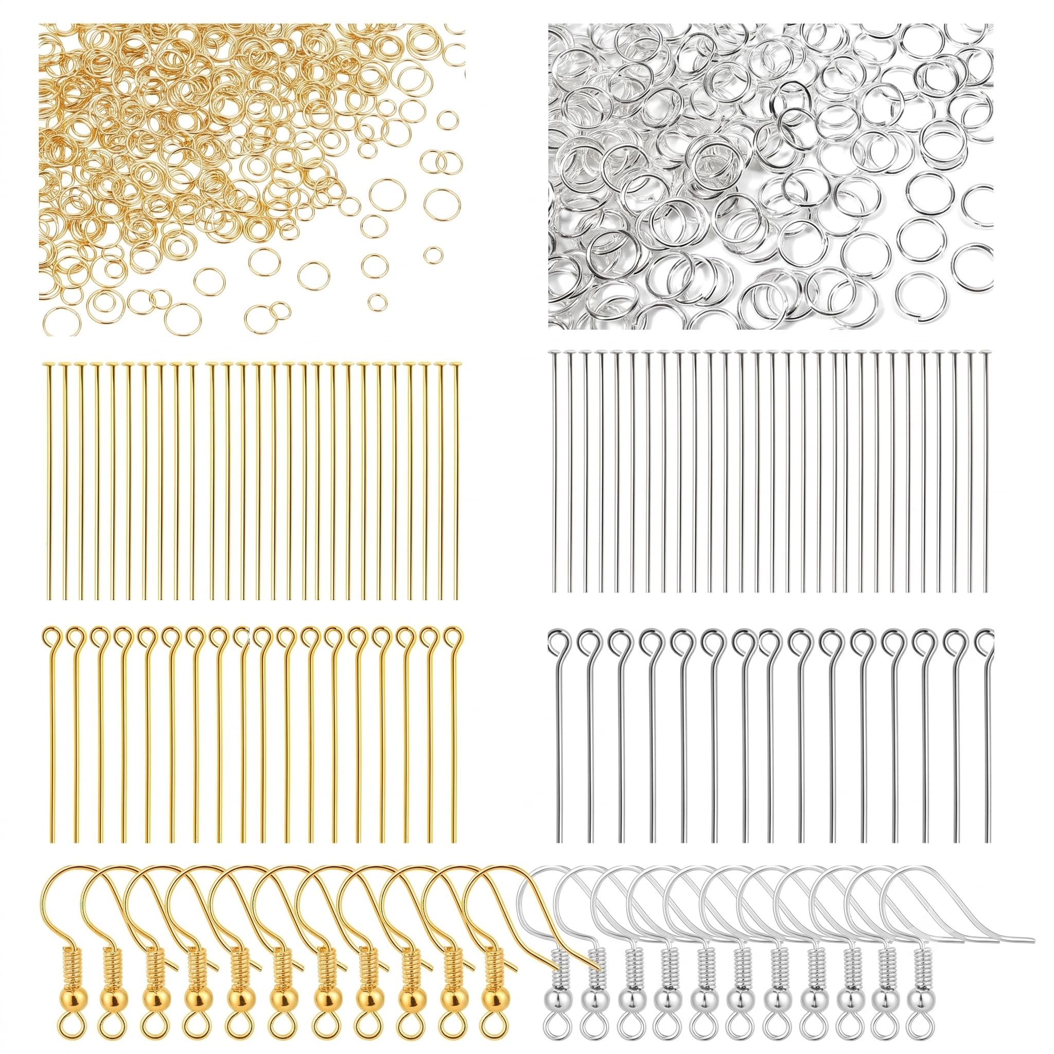 Dhruv Crafts 200 Pcs Jewellery Making kit Material Fitting kit Includes Jump Ring, keel, kunda & Earring (Silver & Gold), Metal-image-32