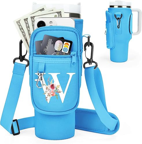 Miniatura 77 de Initial Water Bottle Holder with Strap for Stanley 40 oz Tumbler/Simple Modern 40 oz Tumbler,Water Bottle Carrier Bag with Strap,Personalized A-Z