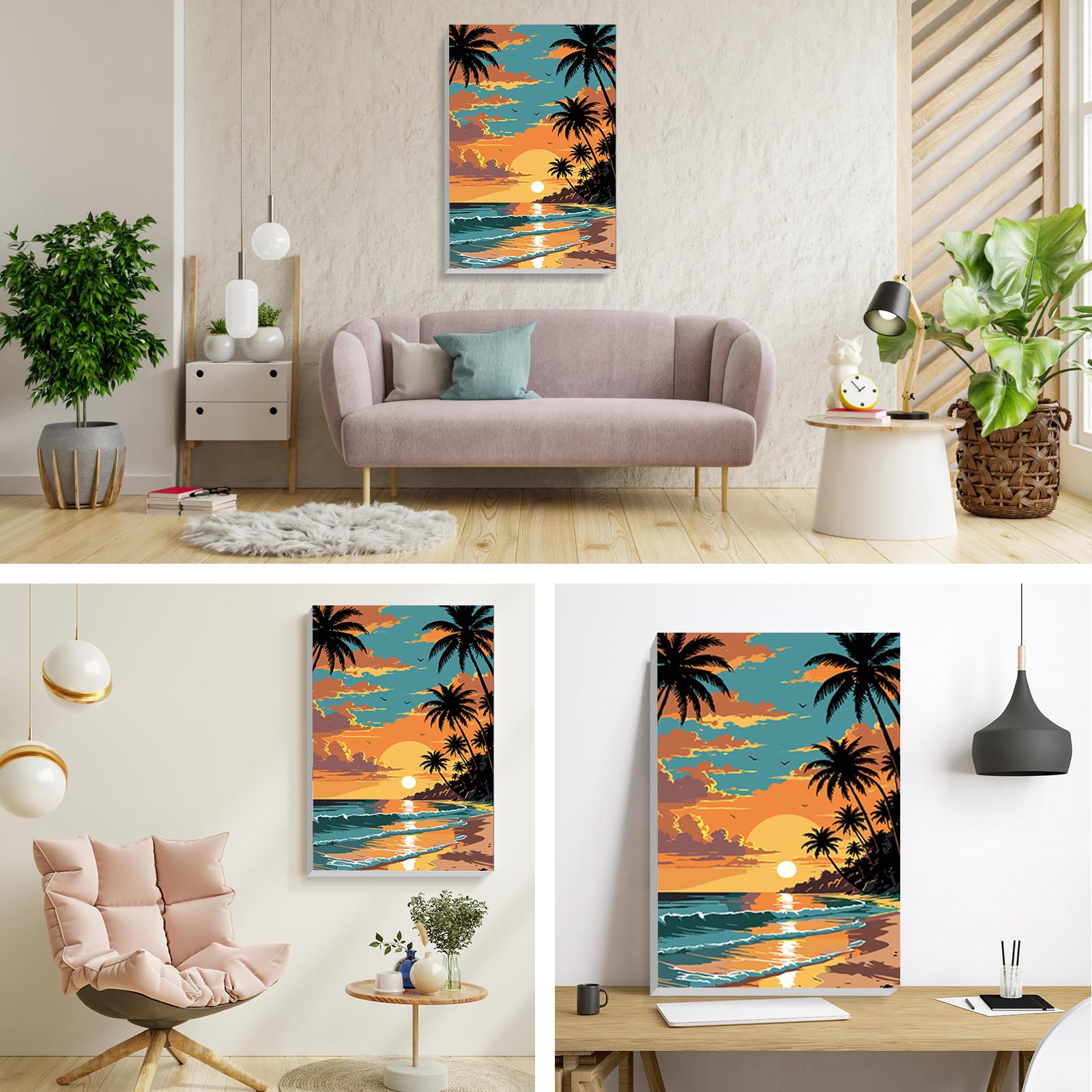 RICUVED Colorato Casa Kit di Pittura con i Numeri 20x30 cm per Adulti e Bambini – Set Completo con Cornice in Legno, Pennelli, Pittura ad Olio e Magneti per Decorare e Regalare
