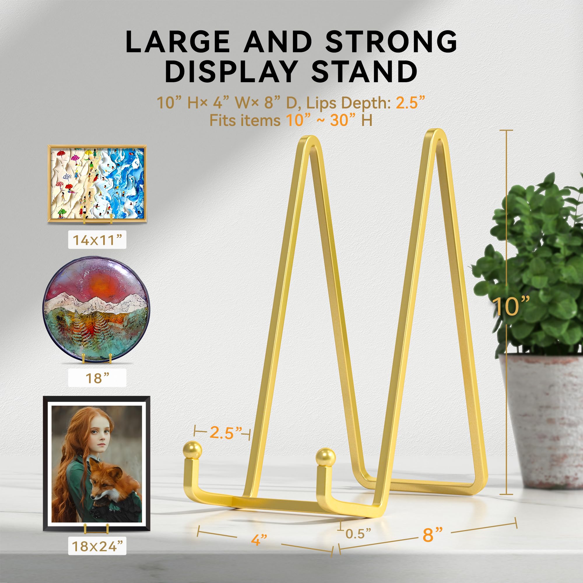 IPAME 10 Inch Large Plate Display Stands - 2 Pack Metal Easel Holders For Plates, Plaques, Books, Frames - View #2