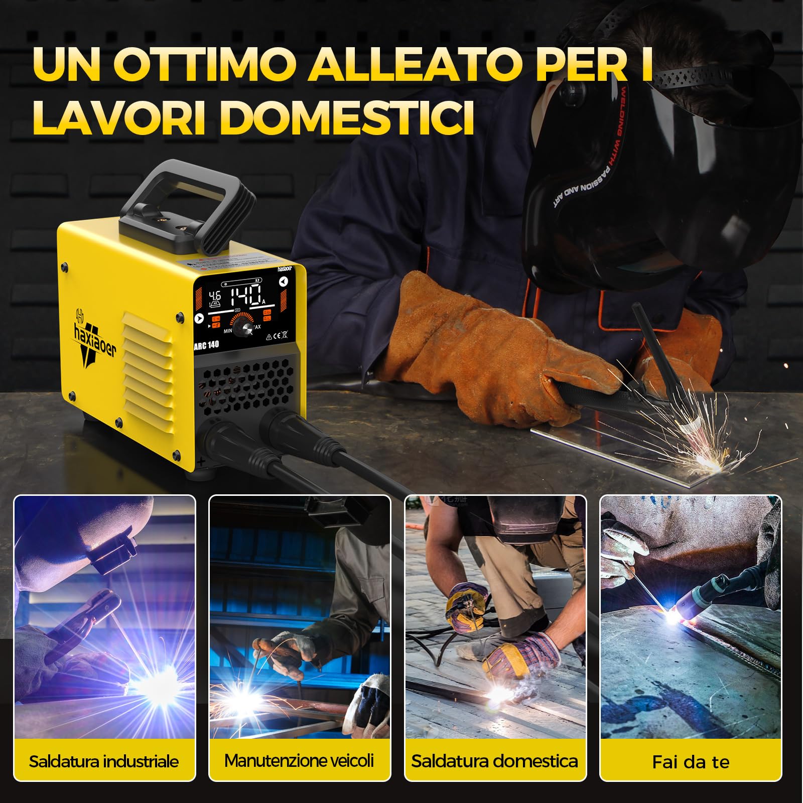 haxiaoer Saldatrice Inverter 230V Kit Completo - 2 in 1 140A MMA Lift TIG Saldatrice Electtrodo con saldatrice ad arco digitale Smart LCD Display Inverter, IGBT, 10 Fili di saldatura