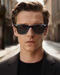 CARFIA Retro Polarized Sunglasses For Men UV400 Protection Square Arrow Rivet Trendy Classic Thick Shades