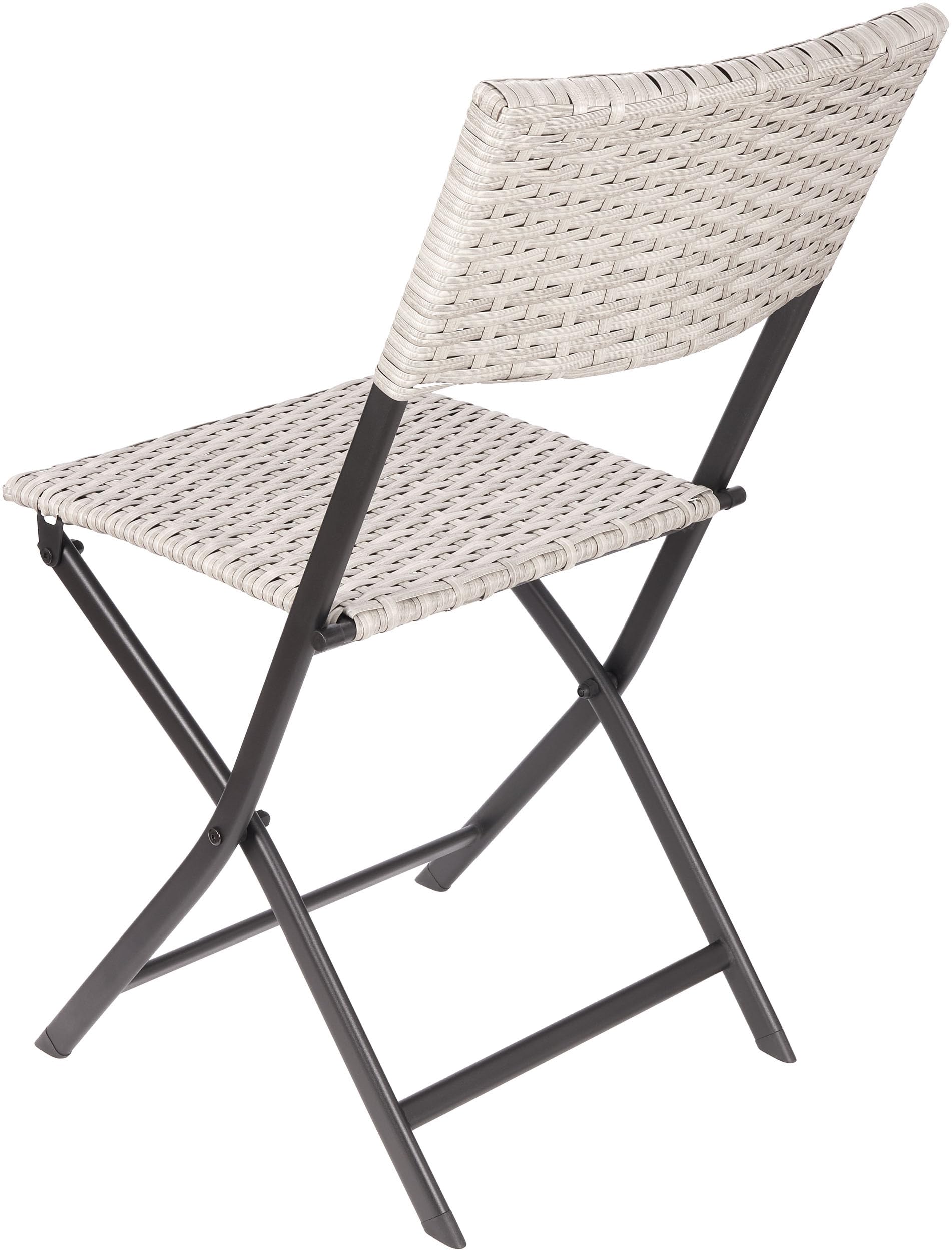 BRUBAKER Set de 2 Chaises de Jardin Lugano - Chaises Pliantes en Poly Rotin Imperméables et Robustes - Chaises de Balcon - Chaises de Camping pour Jardin Balcon Terrasse - Gris Beige