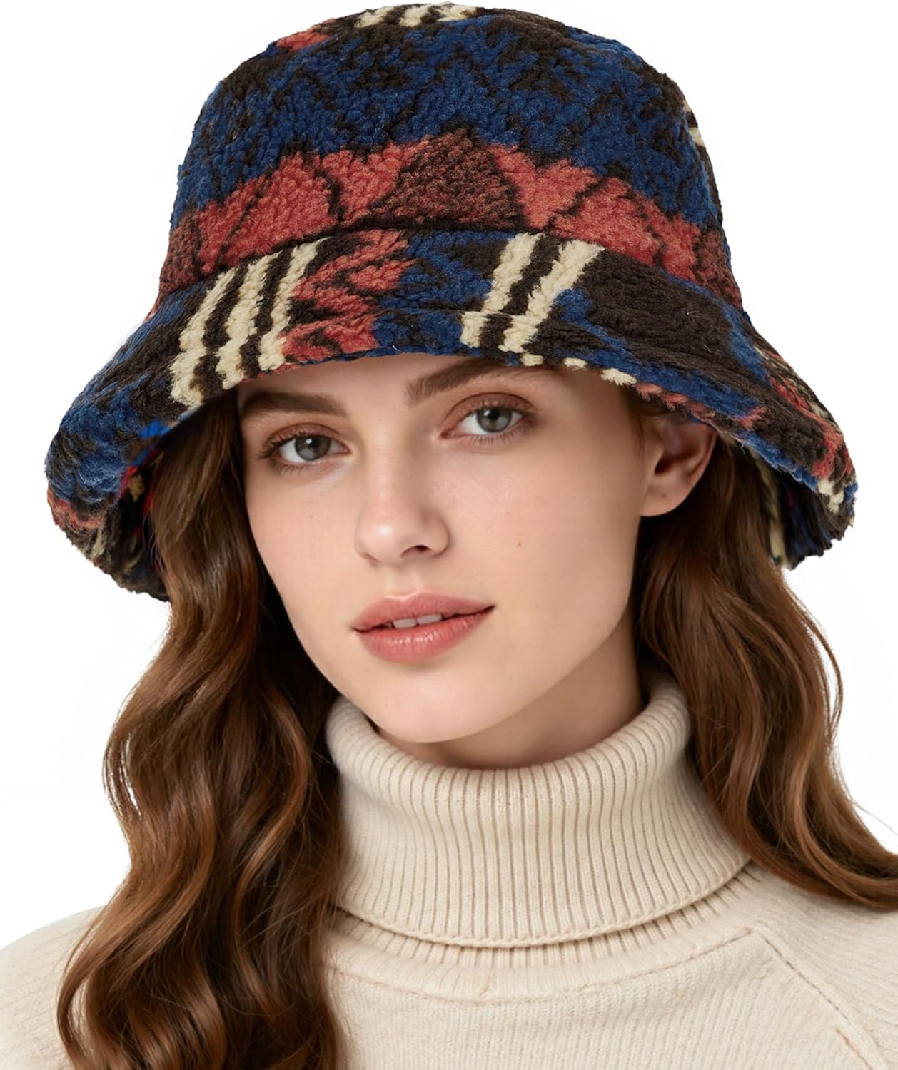 Zando Fuzzy Bucket Hats for Woman & Men- Fashion Warm Winter Faux Fur Hats Cute Soft Fluffy Rave Fisherman Cap