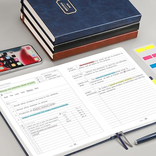 Miniatura 6 de EMSHOI Cuaderno de reuniones para el trabajo con artículos de acción, 320 páginas B5, planificador de proyectos grueso, agenda organizadora,