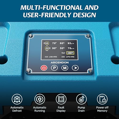 Miniatura 4 de Argendon LGR - Deshumidificador comercial con bomba, deshumidificadores de 180 pintas para espacio de arrastre, sótanos, gran espacio, unidad de