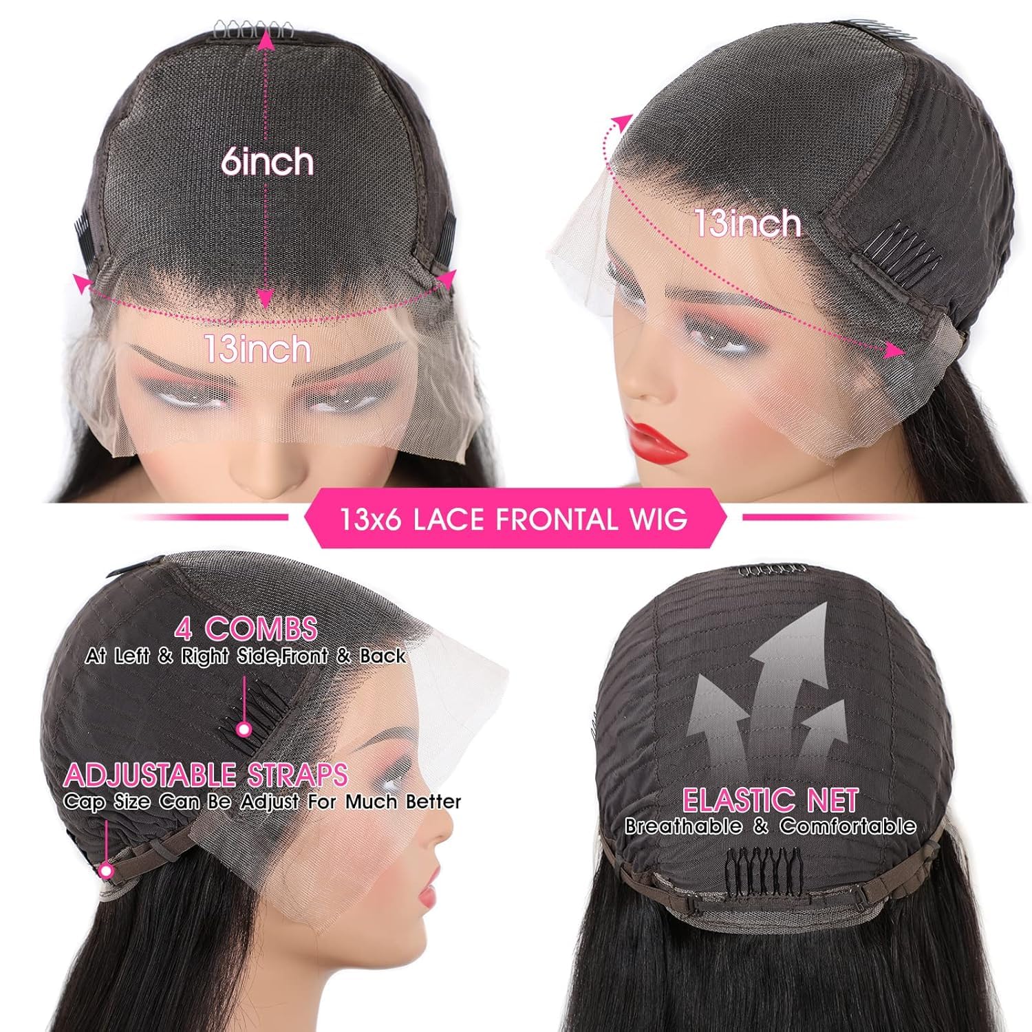 Lemoda 13x6 Straight Lace Front Wigs Human Hair 180% Density 13x6 HD Transparent Lace Frontal Wig Pre Plucked 14A Brazilian Virgin Human Hair Wigs for Women 22 Inch - Image 2