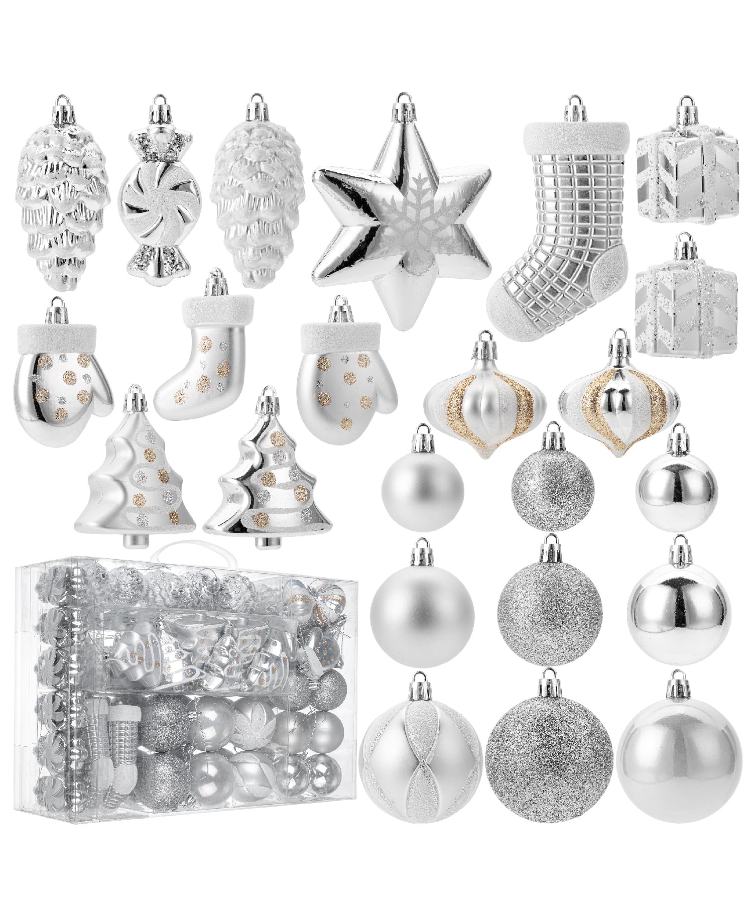 Boules de Noël incassables lot de 77 décorations sapin sans risque enfants