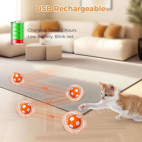 Miniatura 7 de VIWIK Juguetes para gatos adultos aburridos de interior, juguete de bola de gatito activado por movimiento automático interactivado, juego de