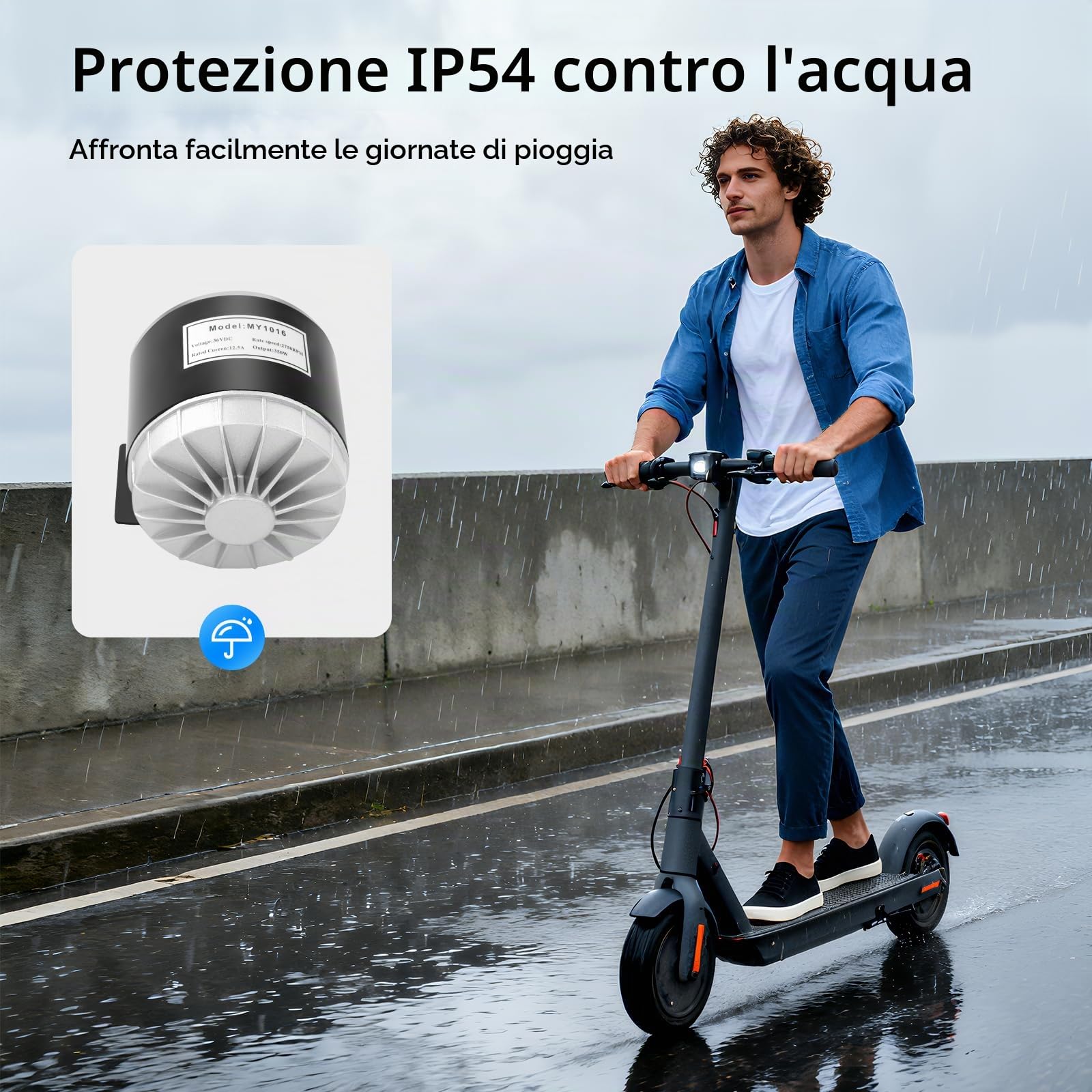 Motore a spazzole, 36 V, 350 W, motore elettrico a magnete permanente, impermeabilità IP54, velocità nominale 2750 giri/min, portata 100 kg, per scooter elettrici, bici elettriche e moto elettriche