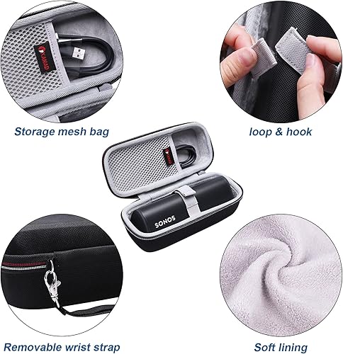 Miniatura 2 de XANAD Funda de viaje compatible con Sonos Roam 2/1 o JBL Flip 4 altavoz inteligente portátil, bolsa organizadora de transporte
