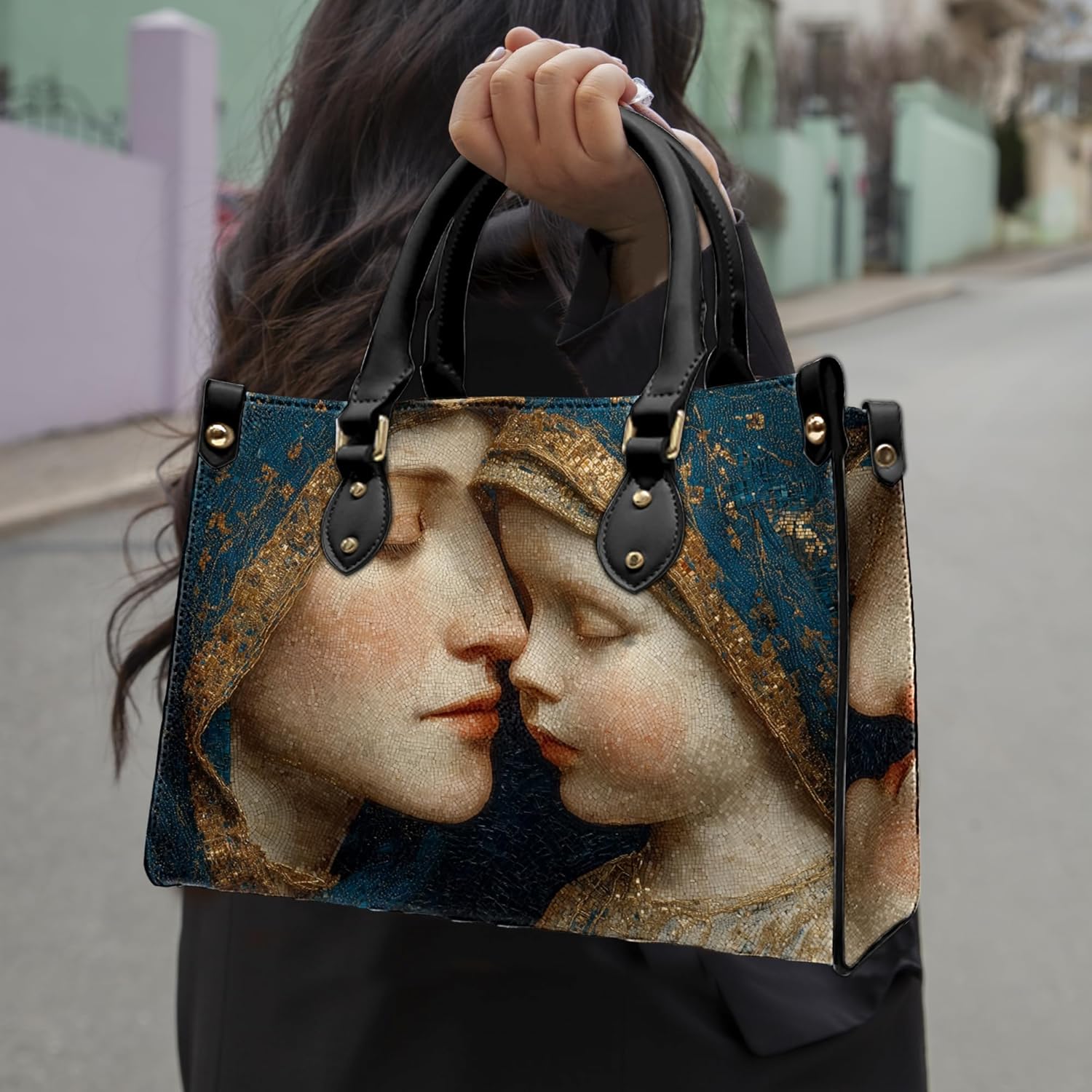 Personalized Catholic Virgin Mary Leather Bag, Custom Name Handbags and Purses for Christian Women Religious Bag Gifts - Image 2
