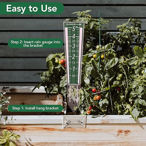 Miniatura 6 de Circrane Medidor de lluvia para exteriores de 5 pulgadas de capacidad con soporte adicional para colgar y tornillos de acero inoxidable, escala de