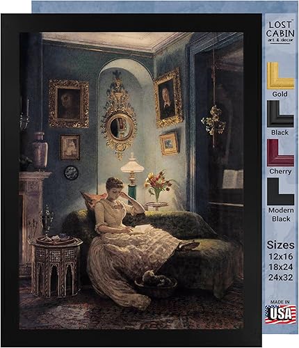 Lost Cabin An Evening at Home 1888 de Edward Poynter Impresión en marco biselado dorado Reproducción de pintura de obras de arte finas Regalo de