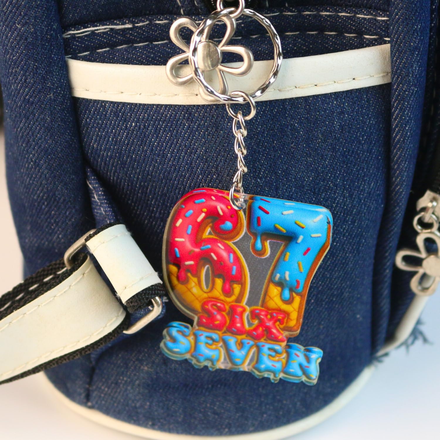 67 Meme Keychain - Funny 6 7 Keychains - Backpack & Bag Charm Accessory - Trendy Six Seven Gift for Teens Kids - Image 7