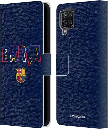 Head Case Designs Funda de piel con licencia oficial del FC Barcelona Neon Barca Graphics para Samsung Galaxy A12 (2020)