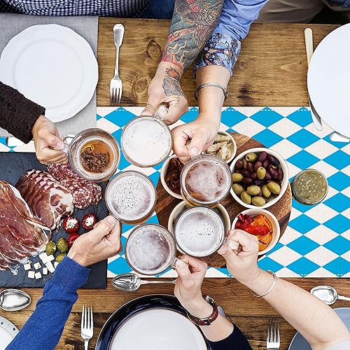 Miniatura 5 de Camino de mesa para el Oktoberfest, camino de mesa de festival de cerveza alemana bávara, azul y blanco, camino de mesa para Oktoberfest, decoración